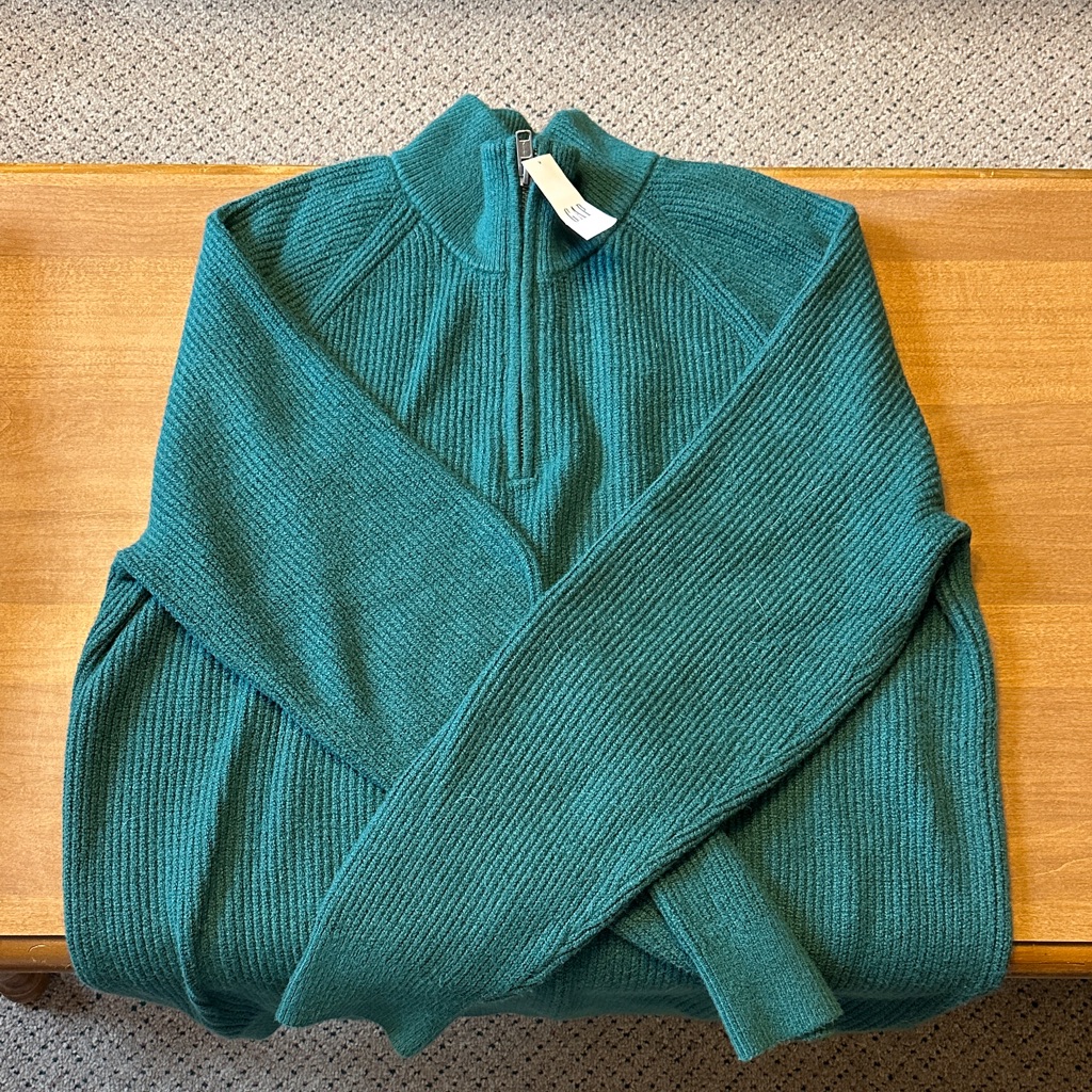 Gap Women’s Size Medium Forest Green Half Zip Knit Sweater - Nwt